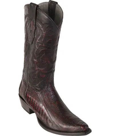 Pre-owned Los Altos Boots Los Altos Cherry Genuine Snip Toe Ostrich Leg Western Cowboy Boot (ee)