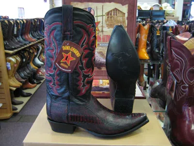 Pre-owned Los Altos Boots Los Altos Cherry Genuine Snip Toe Ostrich Leg Western Cowboy Boot (ee) 94e0518 In Cherry Black