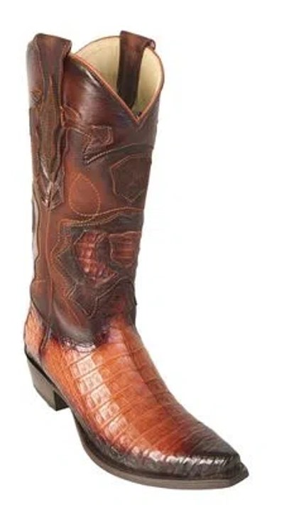 Pre-owned Los Altos Boots Los Altos Cognac Caiman Crocodile Belly Snip Toe Western Cowboy Boot D Width In Brown