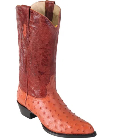 Pre-owned Los Altos Boots Los Altos Cognac Genuine Full Quill Ostrich J-toe Western Boot (d) 990303 In Brown