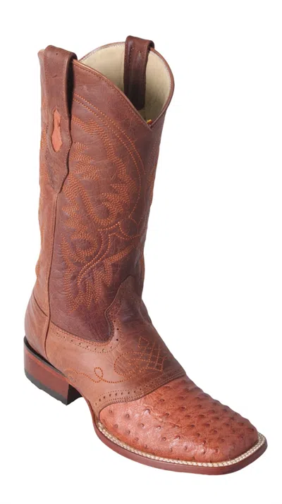 Pre-owned Los Altos Boots Los Altos Cognac Genuine Ostrich Square Toe Western Cowboy Boot Ee 8210303 In Brown