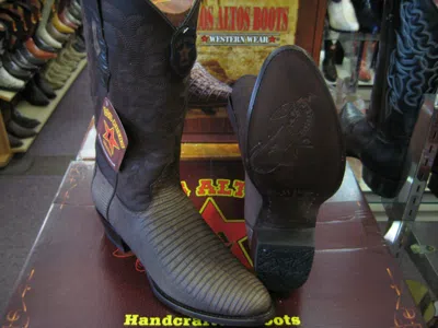Pre-owned Los Altos Boots Los Altos Dull Brown Teju Lizard Round Toe Western Cowboy Boot 65g0707 D Width