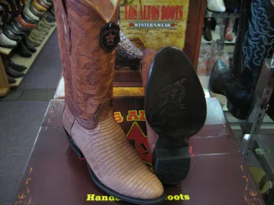 Pre-owned Los Altos Boots Los Altos Dull Cognac Teju Lizard Round Toe Western Cowboy Boot 65g0703 D Width