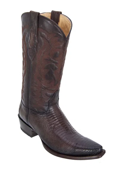Pre-owned Los Altos Boots Los Altos Faded Brown Snip Toe Genuine Lizard Teju Western Cowboy Boot Ee