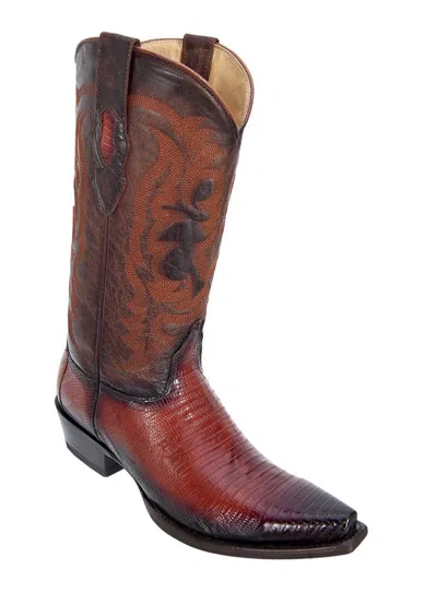 Pre-owned Los Altos Boots Los Altos Faded Cognac Snip Toe Genuine Lizard Teju Western Cowboy Boot D Width In Brown