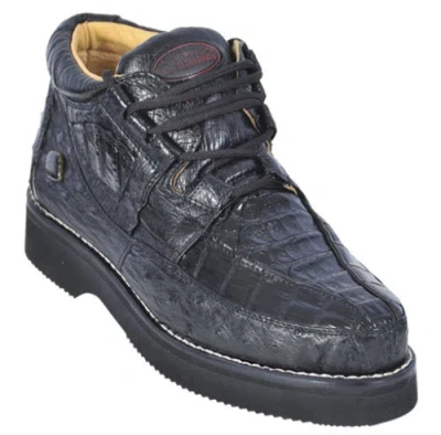 Pre-owned Los Altos Boots Los Altos Genuine Black Caiman Crocodile Ostrich Casual Shoes Lace Up Ee