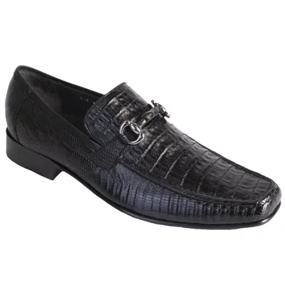 Pre-owned Los Altos Boots Los Altos Genuine Black Crocodile Lizard Loafer Dress Shoe (ee) Width
