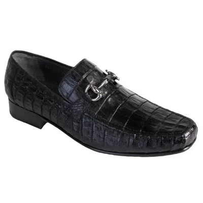 Pre-owned Los Altos Boots Los Altos Genuine Black Crocodile Loafer Dress Shoe (d) Width