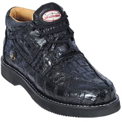 Pre-owned Los Altos Boots Los Altos Genuine Black Full Caiman Crocodile Casual Shoes Lace Up Ee