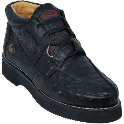 Pre-owned Los Altos Boots Los Altos Genuine Black Ostrich Casual Shoes Lace Up Handmade Sneaker Ee