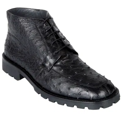 Pre-owned Los Altos Boots Los Altos Genuine Black Ostrich Dress Ankle Boots High Top Shoes Rubber Sole D