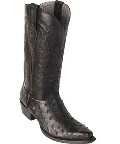Pre-owned Los Altos Boots Los Altos Genuine Black Ostrich Snip Toe Western Cowboy Boot (ee) 940305