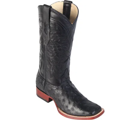 Pre-owned Los Altos Boots Los Altos Genuine Black Ostrich Square Toe Western Cowboy Boot Ee+