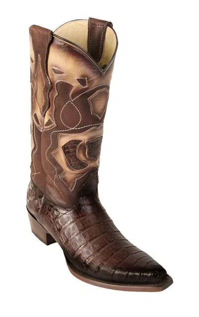 Pre-owned Los Altos Boots Los Altos Genuine Brown Caiman Crocodile Belly Snip Toe Western Cowboy Boot Ee