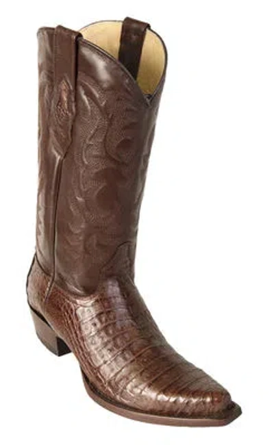 Pre-owned Los Altos Boots Los Altos Genuine Brown Caiman Crocodile Belly Snip Toe Western Cowboy Boot Ee+