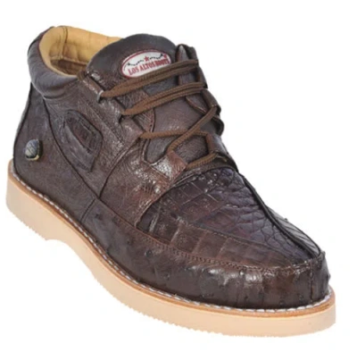 Pre-owned Los Altos Boots Los Altos Genuine Brown Caiman Crocodile Ostrich Casual Shoes Lace Up Ee