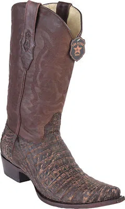 Pre-owned Los Altos Boots Los Altos Genuine Brown Crocodile Caiman Belly Snip Toe Western Cowboy Boot Ee+
