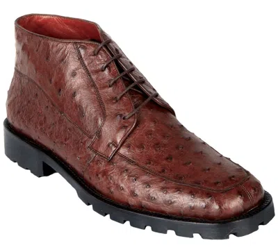 Pre-owned Los Altos Boots Los Altos Genuine Brown Ostrich Dress Ankle Boots High Top Shoes Rubber Sole D