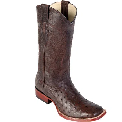 Pre-owned Los Altos Boots Los Altos Genuine Brown Ostrich Square Toe Western Cowboy Boot Ee