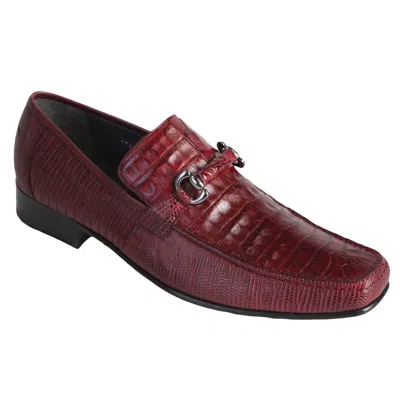 Pre-owned Los Altos Boots Los Altos Genuine Burgundy Crocodile Lizard Loafer Dress Shoe (d) Width In Red