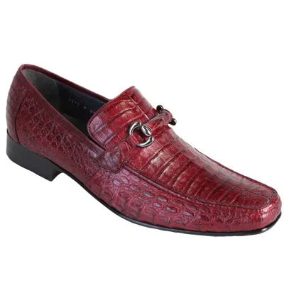 Pre-owned Los Altos Boots Los Altos Genuine Burgundy Crocodile Loafer Dress Shoe (d) Width In Red