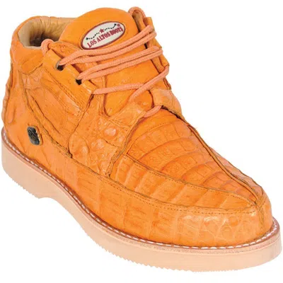 Pre-owned Los Altos Boots Los Altos Genuine Buttercup Full Caiman Crocodile Casual Shoes Lace Up Ee In Yellow