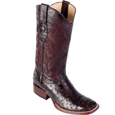 Pre-owned Los Altos Boots Los Altos Genuine Cherry Ostrich Square Toe Western Cowboy Boot Ee+