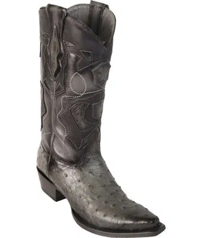 Pre-owned Los Altos Boots Los Altos Genuine Gray Ostrich Snip Toe Western Cowboy Boot D