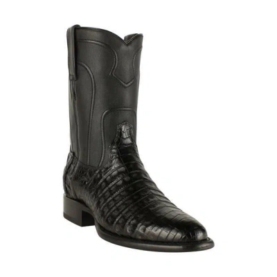 Pre-owned Los Altos Boots Los Altos Genuine Handmade Black Crocodile Belly Roper Boot Round Toe 698205