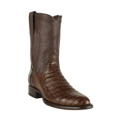Pre-owned Los Altos Boots Los Altos Genuine Handmade Brown Crocodile Belly Roper Boot Round Toe 698207