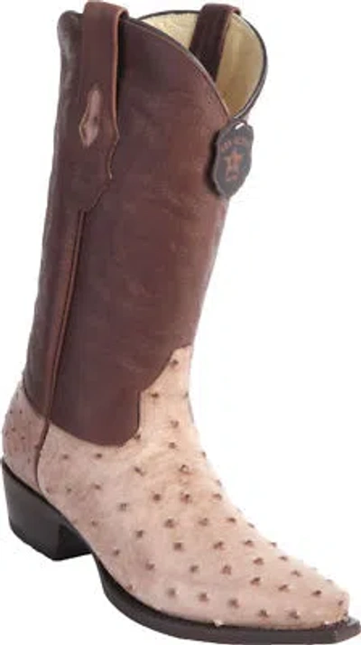 Pre-owned Los Altos Boots Los Altos Genuine Moka Full Quill Ostrich Snip Toe Western Cowboy Boot Ee