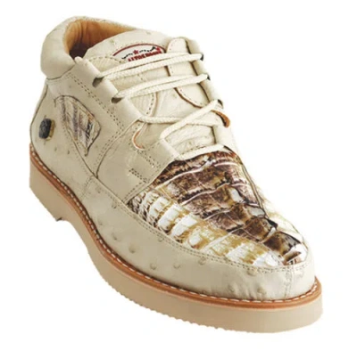 Pre-owned Los Altos Boots Los Altos Genuine Natural Caiman Crocodile Ostrich Casual Shoes Lace Up D In Beige