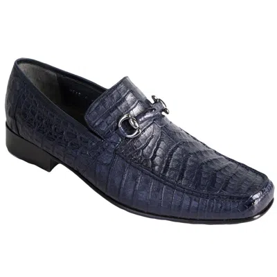 Pre-owned Los Altos Boots Los Altos Genuine Navy Blue Crocodile Loafer Dress Shoe (d) Width