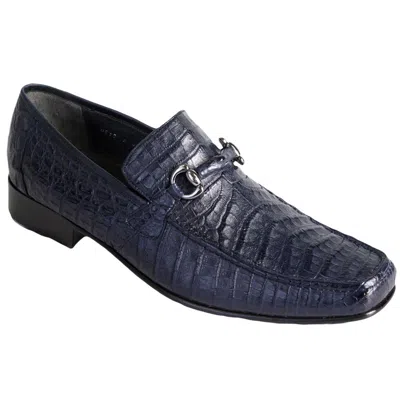 Pre-owned Los Altos Boots Los Altos Genuine Navy Blue Crocodile Loafer Dress Shoe (ee) Width