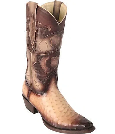 Pre-owned Los Altos Boots Los Altos Genuine Oryx Ostrich Snip Toe Western Cowboy Boot D