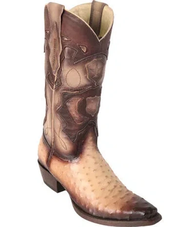 Pre-owned Los Altos Boots Los Altos Genuine Oryx Ostrich Snip Toe Western Cowboy Boot (ee)