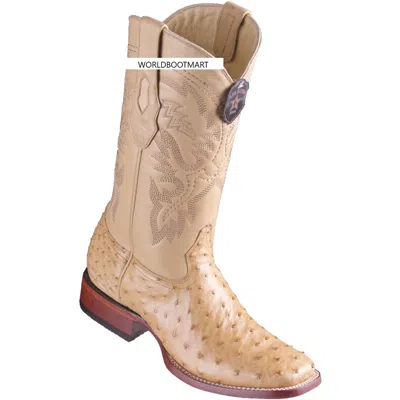 Pre-owned Los Altos Boots Los Altos Genuine Oryx Ostrich Square Toe Western Cowboy Boot Ee+ In Oryx Beige