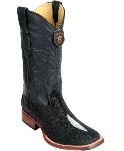 Pre-owned Los Altos Boots Los Altos Genuine Stingray Square Toe Tpu Rubber Sole Western Cowboy Boot D In Black