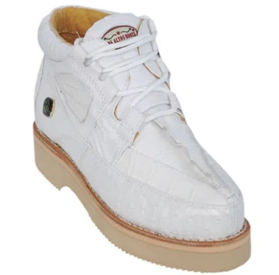 Pre-owned Los Altos Boots Los Altos Genuine White Caiman Crocodile Ostrich Casual Shoes Lace Up D