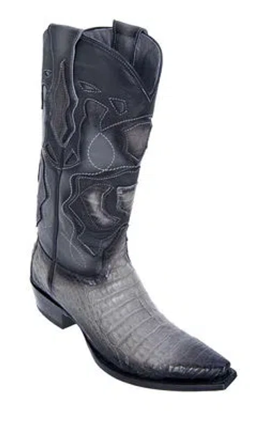 Pre-owned Los Altos Boots Los Altos Gray Caiman Crocodile Belly Snip Toe Western Cowboy Boot D Width