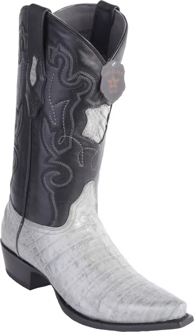 Pre-owned Los Altos Boots Los Altos Gray Crocodile Caiman Belly Snip Toe Western Cowboy Boot D Width