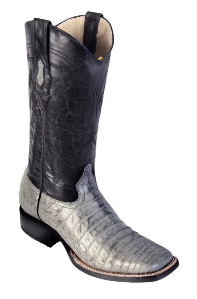 Pre-owned Los Altos Boots Los Altos Gray Genuine Crocodile Caiman Square Toe Western Cowboy Boot D Width