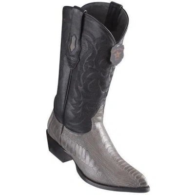 Pre-owned Los Altos Boots Los Altos Gray Genuine Ostrich Leg J-toe Western Cowboy Boot (ee) 990509