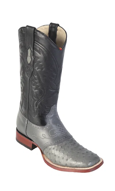 Pre-owned Los Altos Boots Los Altos Gray Genuine Ostrich Square Toe Western Cowboy Boot (ee) 8210309