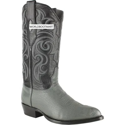 Pre-owned Los Altos Boots Los Altos Gray Genuine Smooth Ostrich Western Cowboy Boot J-toe (ee+) 999709