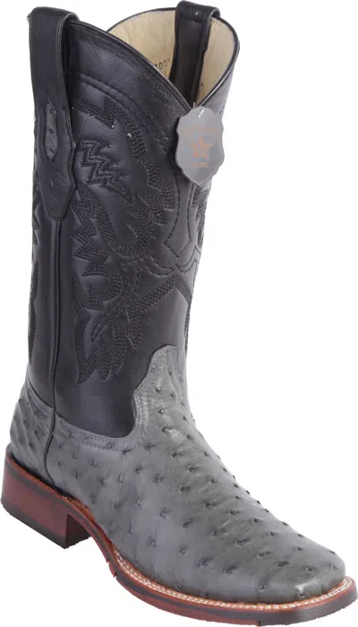 Pre-owned Los Altos Boots Los Altos Gray Ostrich Square Toe Tpu Rubber Sole Western Cowboy Boot Ee
