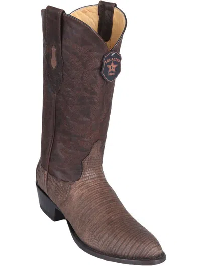 Pre-owned Los Altos Boots Los Altos Men Matte Brown Teju Lizard Round Toe Western Cowboy Boot D Width