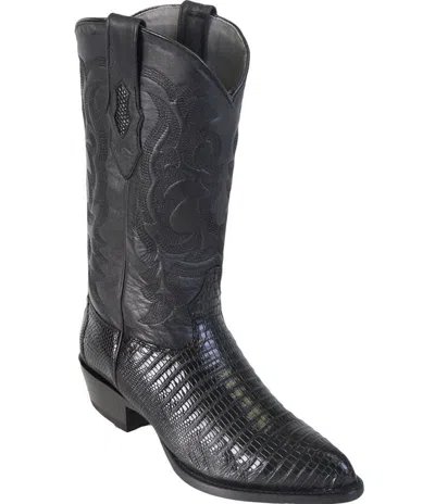 Pre-owned Los Altos Boots Los Altos Men Black Genuine Teju Lizard Western Cowboy Boot J-toe Ee+ Width