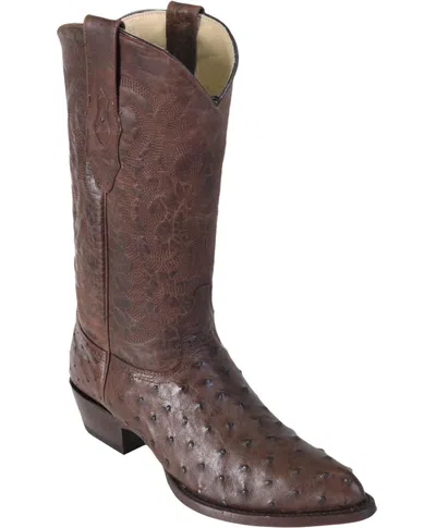 Pre-owned Los Altos Boots Los Altos Men Brown Genuine Full Quill Ostrich Western Boot J-toe (ee) 990307