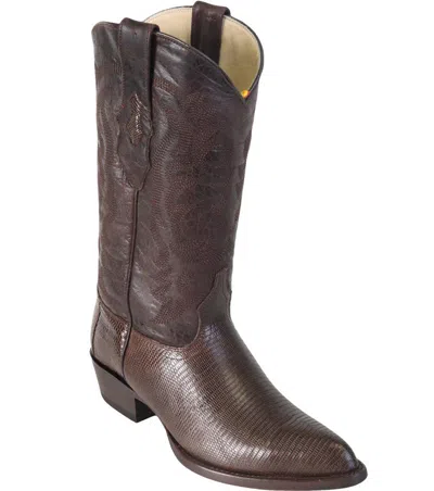 Pre-owned Los Altos Boots Los Altos Men Brown Genuine Lizard Ring Western Cowboy J-toe Boot (d) 0906069
